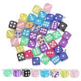 40Pcs Acrylic Pendants, Dice Charms, Mixed Color, 23.5x18.5x14mm, Hole: 2mm