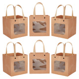 Craft Paper Handbags, with Clear Square Windows, Gift Bags, Rectangle, Peru, Unfold: 26x15x15cm