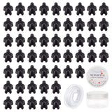 DIY Tortoise Bead Stretch Bracelets Making Kits, Including Dyed Synthetic Turquoise Beads and 10m Beading Elastic Thread, Black, 18~18.5x14~15x8mm, Hole: 1~1.5mm, 95pcs/box