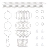 720Pcs 7 Style 304 Stainless Steel Hoop Earring Findings, Kidney Ear Wire, Rings, Mixed Color, 7style/box