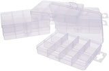 Plastic Bead Storage Containers, Stationary 12 Compartments, Rectangle, Clear, 13x10x2.2cm, Hole: 5mm, Compartment: 3x3cm, 6pcs/set