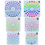 6Pcs 6 Styles Mandala Flower Plastic Drawing Painting Stencils Templates, for Painting on Scrapbook Fabric Tiles Floor Furniture Wood, Square, White, 130~200x130~200x0.3mm, 1pc/tyle