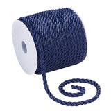 3-Ply Polyester Braided Cord, Twisted Rope, for DIY Cord Jewelry Findings, Midnight Blue, 5mm, about 18m/roll