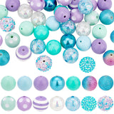 1 Set Acrylic Beads Set, Round, Cyan, Cyan: 19~20x18~19.5mm, Hole: 2~3mm, 50pcs/set