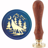 Brass Wax Seal Stamp with Handle, for DIY Scrapbooking, Wolf Pattern, 3.5x1.18 inch(8.9x3cm)