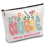 Polycotton Custom Canvas Stroage Bags,  Metal Zipper Pouches, Rectangle with Word Nurse, Word, 18x25cm