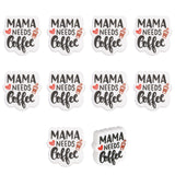 Word Mama Needs Coffee Silicone Beads, DIY Nursing Necklaces and Bracelets Making, Chewing Pendants For Teethers, White, 29x28x8.5mm, Hole: 2mm, 10pcs/box