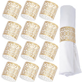 50Pcs Metallic Paper Napkin Rings, Hollow out, for Canteen Table Decoration Supplies, Rectangle, Gold, 170x50x0.3mm