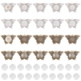 20Pcs 2 Colors Butterfly Alloy Pendant Cabochons Settings, with 20Pcs Transparent Glass Cabochons, DIY Pendant Making Kits, Antique Bronze & Antique Silver, 33x49x3mm, Hole: 2.5mm