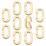 10Pcs Brass Spring Gate Rings, Oval, Real 18K Gold Plated, 9 Gauge, 16x8.5x3mm