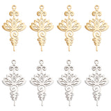 12Pcs 2 Colors 201 Stainless Steel Pendant,  Hollow Charms, Flower, Golden & Stainless Steel Color, 33.5x17x1.5mm, Hole: 1.5mm, 6pcs/color