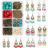 DIY Chandelier Earrings Making Kit, Including Alloy & Iron Chandelier Links, Iron Head Pins, Brass Earring Hooks & Pin, Synthetic Turquoise Beads, Mixed Color, Links: 20pcs/box