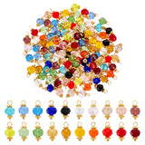 160Pcs 20 Color Glass Charms, with Golden Brass Loops, Faceted Bicone, Mixed Color, 13x7.5mm, Hole: 2.5mm, 8Pc/color