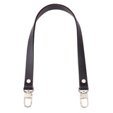 Cowhide Leather Bag Handles, with Alloy Swivel Clasps, for Bag Replacement Accessories, Black, 54x1.85x1.35cm