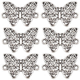 100Pcs Tibetan Style Alloy Connector Charms, Butterfly Links, Cadmium Free & Lead Free, Antique Silver, 20x14x2mm, Hole: 1.5mm