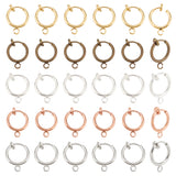 Brass Clip-on Hoop Earring Findings, for Non-pierced Ears, Cadmium Free & Lead Free, Mixed Color, 15.5x11x1.5~4.5mm, Hole: 1.5mm, 30pcs/box