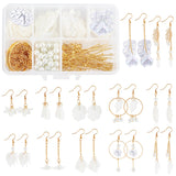 DIY Acrylic & Crackle Dangle Earring Making Kits, Flower & Leaf & Flat Round Acrylic Pendants and Glass Pearl Beads, Brass Earring Hooks & Jump Rings & Pin, Mixed Color, 19.5x17x5mm, Hole: 1.4mm