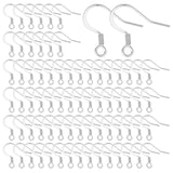 100Pcs 304 Stainless Steel French Earring Hooks, Flat Earring Hooks, Ear Wire, with Horizontal Loop, Stainless Steel Color, 14x17x2mm, Hole: 2mm, 21 Gauge, Pin: 0.7mm