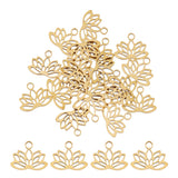 20Pcs 304 Stainless Steel Charms, Lotus Charms, Golden, 7.5x9.5x1mm, Hole: 1.4mm