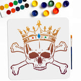 1Pc PET Hollow Out Drawing Painting Stencils, with 1Pc Art Paint Brushes, for DIY Scrapbook, Photo Album, Skull, 300x300mm