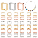 48Pcs 3 Colors Brass Bead Frame, Square, Mixed Color, 8x8x2.5mm, Hole: 1mm, 16pcs/color