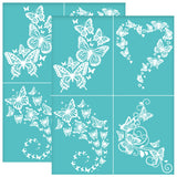 Self-Adhesive Silk Screen Printing Stencil, for Painting on Wood, DIY Decoration T-Shirt Fabric, Turquoise, Butterfly, 280x220mm