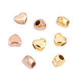 8Pcs 2 Colors 304 Stainless Steel European Beads, Ion Plating (IP), Large Hole Beads, Heart, Golden & Rose Gold, 10.5x11.3~11.5x8.1~8.3mm, Hole: 5mm, 4pcs/color