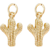 10Pcs Brass Pendants, with Jump Rings, Long-Lasting Plated, Cactus, Real 18K Gold Plated, 15x10x3mm, Hole: 3mm