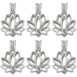 10Pcs Alloy Diffuser Locket Pendants, Cage Pendants, Flower, Platinum, 25x17.5x10.5mm, Hole: 3.5x4.5mm, inner measure: 11.5x14mm