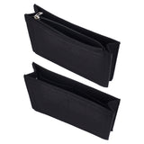 2Pcs 2 Styles Felt Purse Organizer Insert, Felt Bag Organizer with Alloy & Iron Zipper, Handbag & Tote Shaper, Black, 16x22x2.2cm, Hole: 10mm, 1pc/style