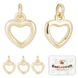 16Pcs Brass Heart Charms, with Jump Rings, Long-Lasting Plated, Real 18K Gold Plated, 10.5x9x1.5mm, Hole: 2.7mm