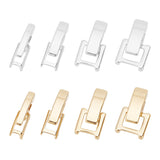 16Pcs 8 Styles Eco-Friendly Brass Watch Band Clasps, Long-Lasting Plated, Golden & Silver, 15~17x3.5~7.5x4mm, 2pcs/style