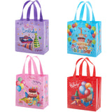 8Pcs 4 Styles Non-Woven Fabric Reusable Folding Gift Bags with Handle, Portable Shopping Bag for Gift Wrapping, Rectangle, 22.5x21x11cm, 2pcs/style