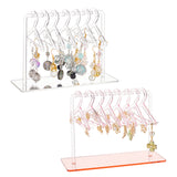 2 Sets 2 Colors Acrylic Earring Display Stands, Coat Hanger Shaped Earring Organizer Holder with 8Pcs Mini Hangers, Mixed Color, Finish Product: 15x6x12cm, 1 set/color