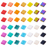 200Pcs 2-Hole Glass Seed Beads, Mixed Style, Rectangle, Mixed Color, 5x4.5~5.5x2~2.5mm, Hole: 0.5~0.8mm