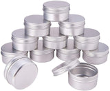 80ml Round Aluminium Tin Cans, Aluminium Jar, Storage Containers for Cosmetic, Candles, Candies, with Screw Top Lid, Platinum, 6.8x3.5cm