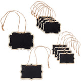 10Pcs 2 Style Blank Wooden Mini Chalkboard Signs, Hanging Chalkboard Labels, with Hemp Rope, Black, 5pcs/style