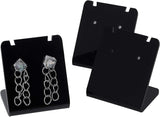 L-Shaped Organic Glass Earring Displays, Leaning Earring Stands, Rectangle, Black, 3.5x3.4x2.7cm