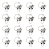 Tibetan Style Alloy Pendants, Africa Map with Elephant, Antique Silver, 29.5x23.5x5mm, Hole: 1.4mm, 30pcs/box