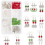 162Pcs DIY Christmas Themed Earring Making Kits, Including Tibetan Style Alloy Pendants & Links, Glass Beads, Brass Pendants & Earring Hooks, Mixed Color