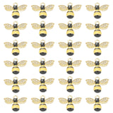 24Pcs Alloy Enamel Pendants, with Crystal Rhinestone, for DIY Accessories, Bees, Light Gold, Lead Free & Cadmium Free, Yellow, 13.5x17x3mm, Hole: 1.8mm