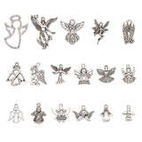 Tibetan Style Alloy Pendants, Angel, Antique Silver, 17~57x13~37x1~6mm, Hole: 1.5~3mm