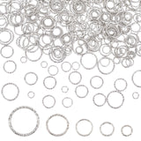 500Pcs 5 Style Iron Textured Jump Rings, Soldered Jump Rings, Closed Jump Rings, for Jewelry Making, Platinum, 18 Gauge, 7.5~19.5x1mm, Inner Diameter: 5.5~16mm, 100pcs/style