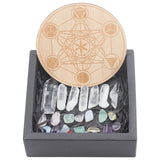 Chakra Beginners Kit, Meditation Gemstones Healing Stones, with Natural Wood Plate, Spiritual Gifts for Women, 9~46x8~17mm