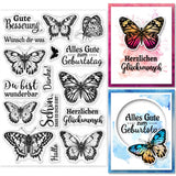 Custom PVC Plastic Clear Stamps, for DIY Scrapbooking, Photo Album Decorative, Cards Making, Butterfly, 160x110x3mm