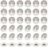 60Pcs Zinc Metal Alloy Shank Buttons, Flat Round with Tree of Life, Antique Silver, 14.5x7mm, Hole: 2.5mm