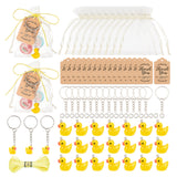 DIY Duck Keychain Making Kit, Including Resin Pendants, Iron Split Key Rings & Jump Rings, Nylon Thread, Yellow