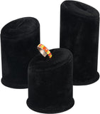 Velet Ring Displays, Column, Black, 5.6x6.2~10.3cm, 3pcs/set