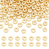 200Pcs Brass Spacer Beads, Nickel Free, Flat Round, Real 18K Gold Plated, 5x2mm, Hole: 1.5mm