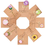 Kraft Paper Greeting Cards and Kraft Paper Envelopes Sets, Flower Theme, PeachPuff, 10.4~10.5x7.1~7.2cm, 16sets